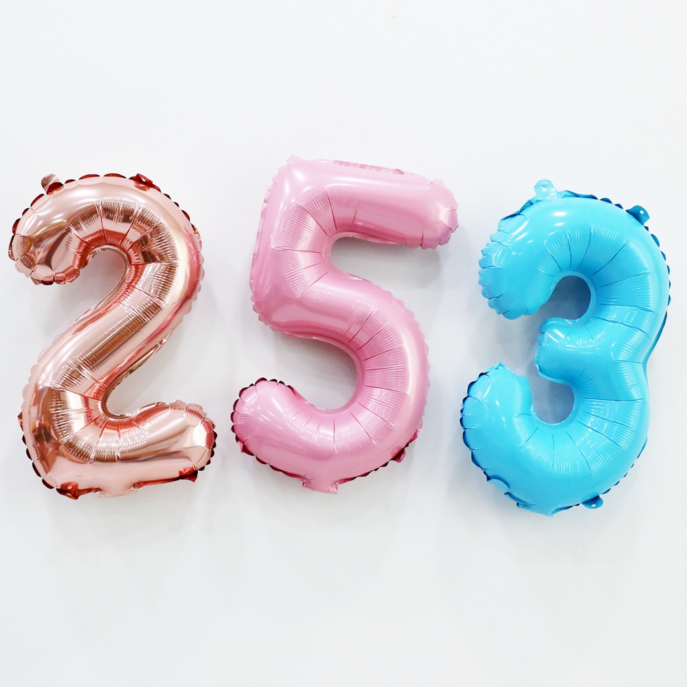 e베이비랜드,숫자풍선 (소) 모음 0-9 / 로즈골드 하늘 핑크 생일 은박풍선 호일 이벤트 파티풍선